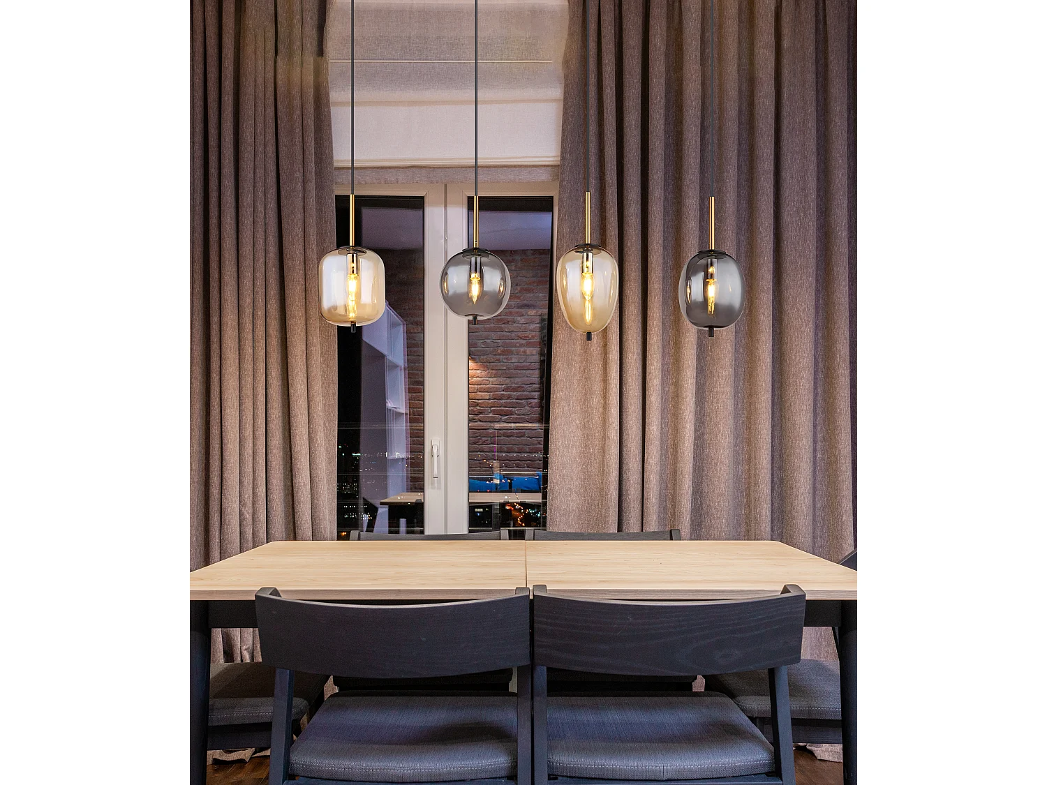 Hängeleuchte Metall schwarz matt, 4x E14