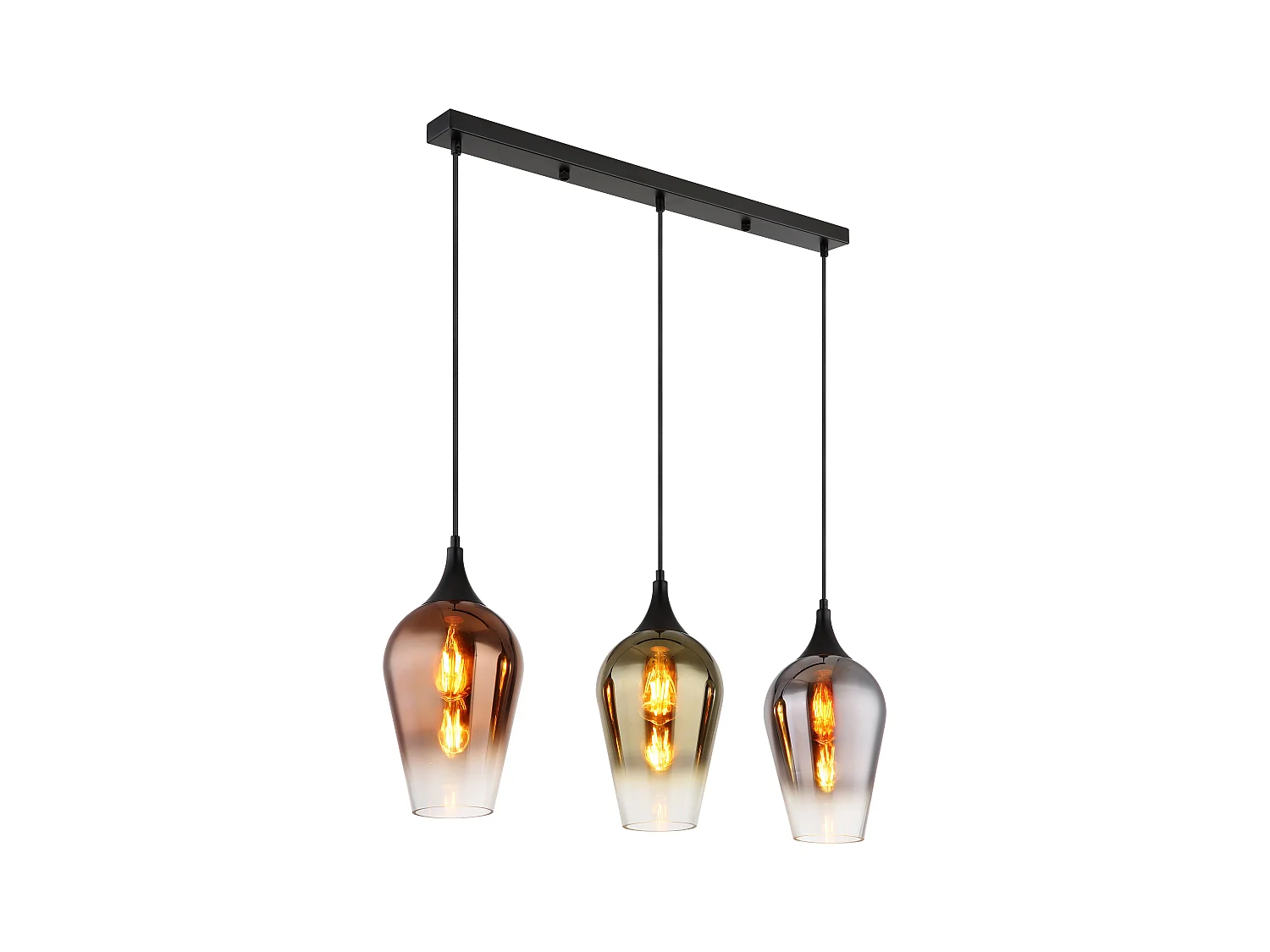 Suspension métal noir mat, 3x E27