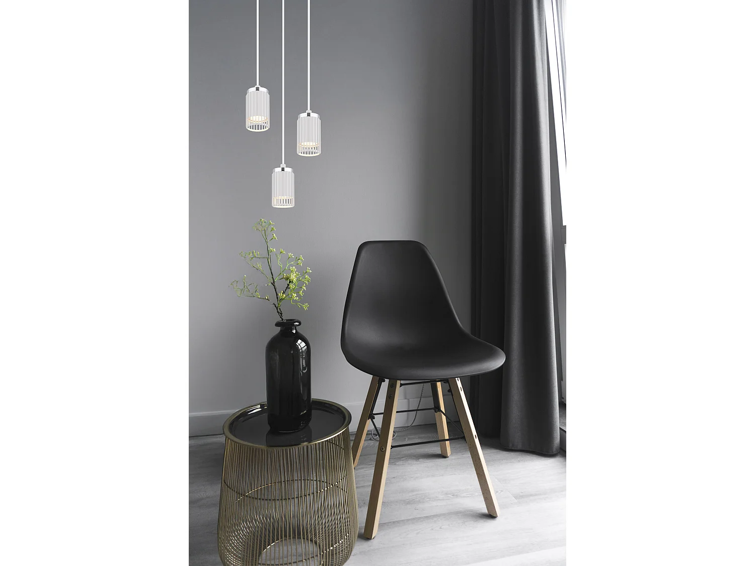 Suspension métal blanc mat, 3x GU10