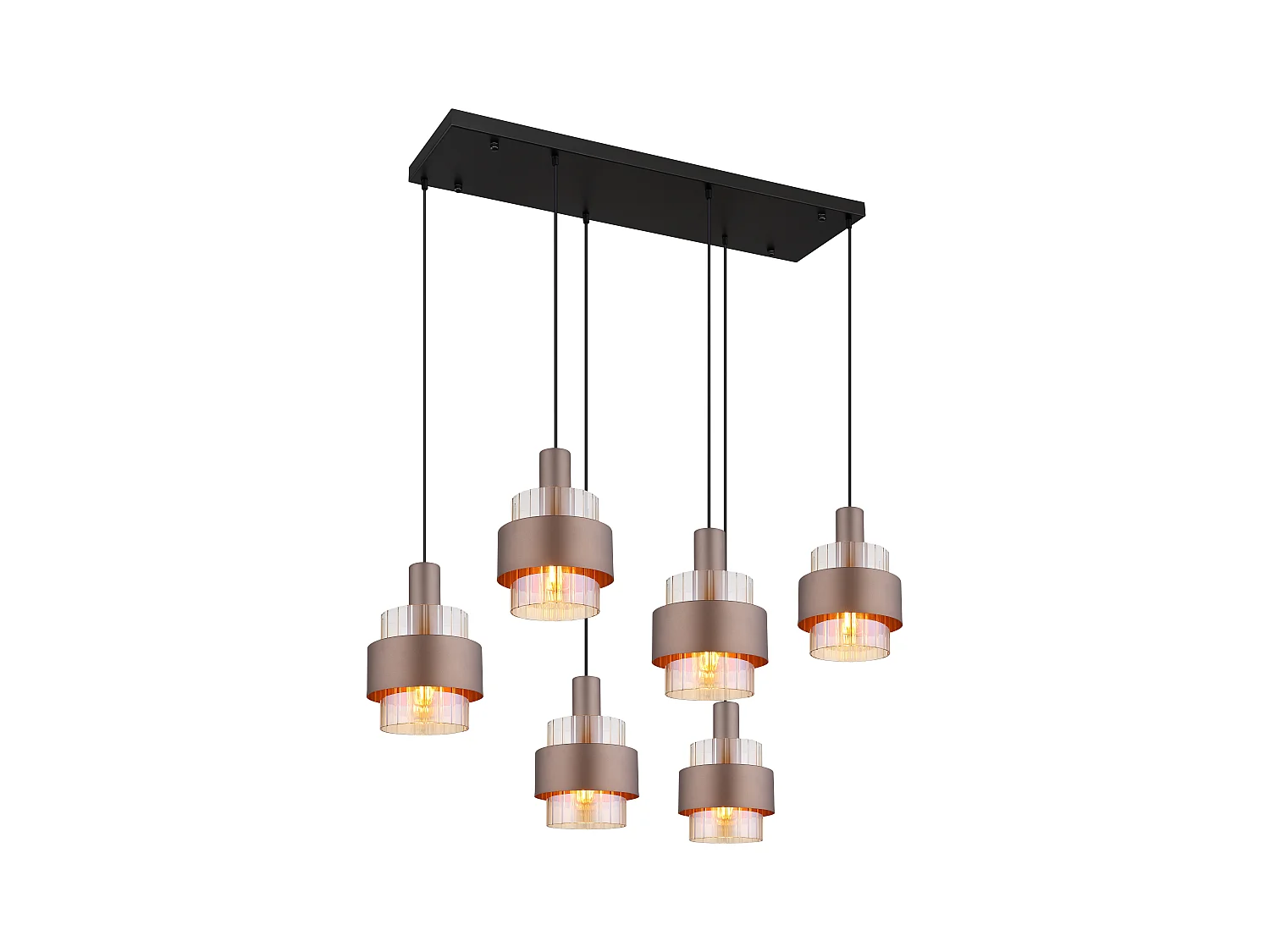 Suspension métal noir mat, 6x E27