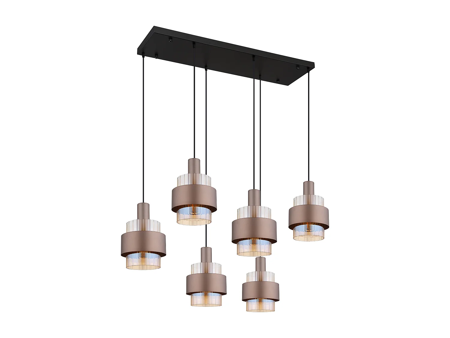 Suspension métal noir mat, 6x E27