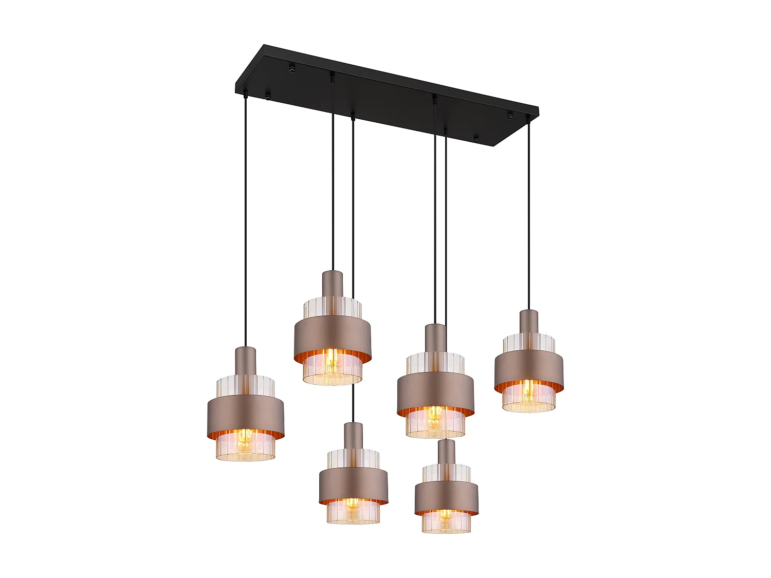 Hängeleuchte Metall schwarz matt, 6x E27