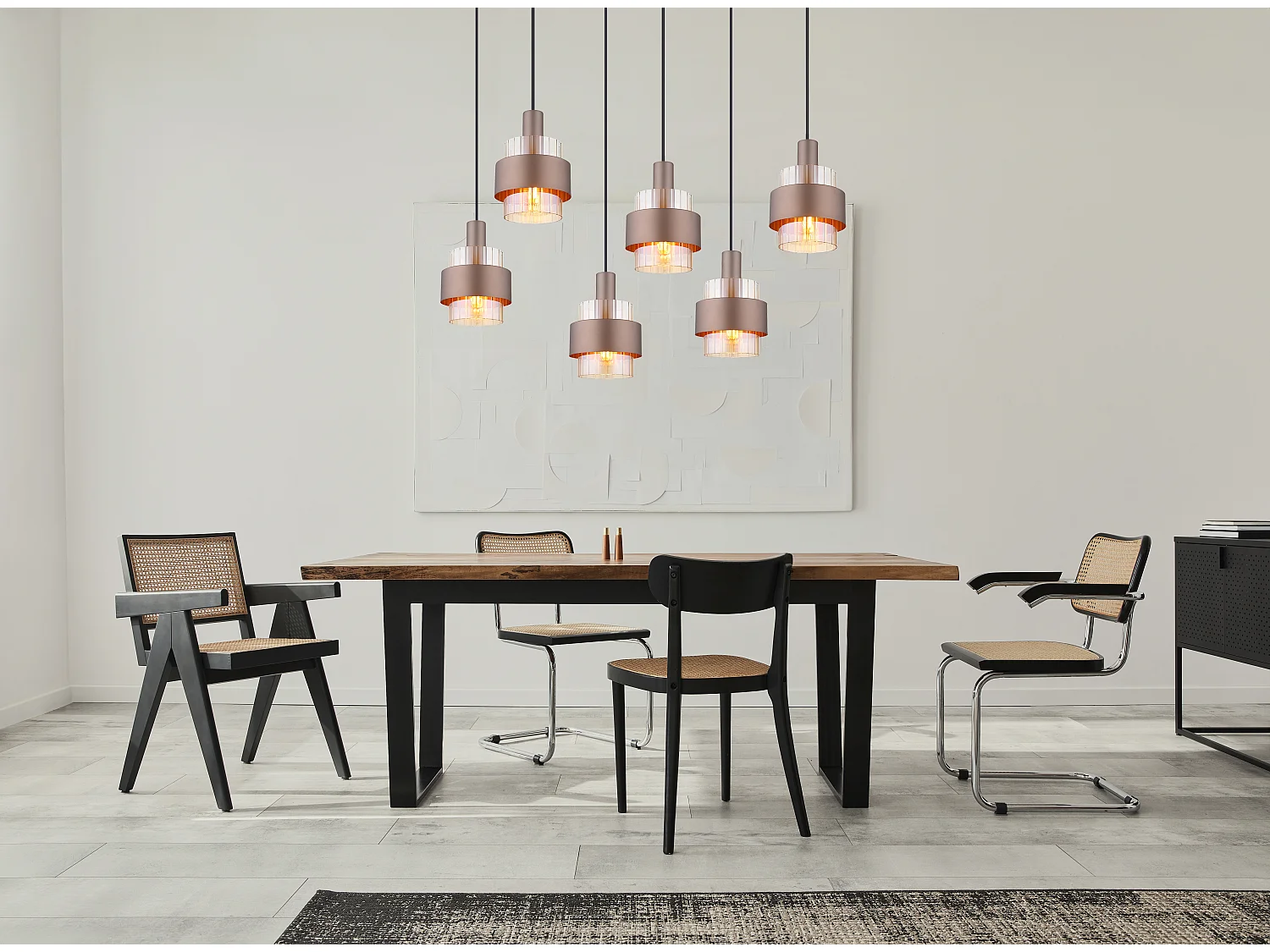 Hängeleuchte Metall schwarz matt, 6x E27