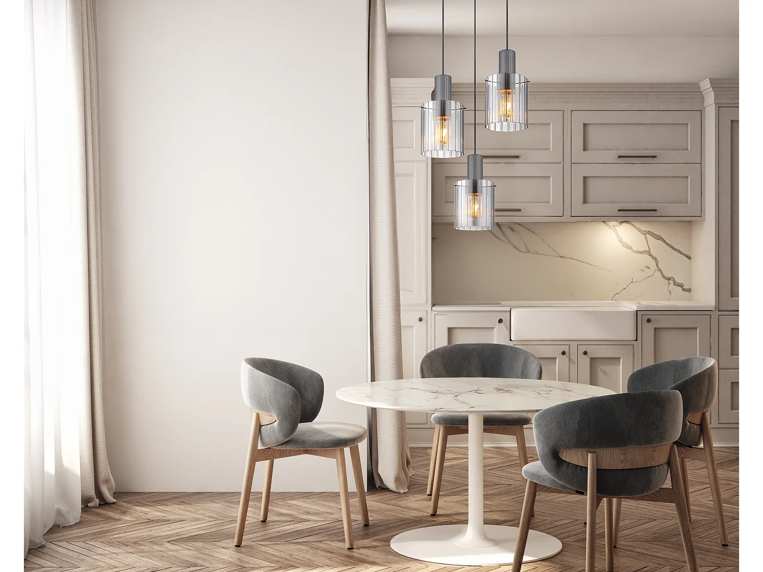 Hängeleuchte Metall grau dunkel, 3x E27