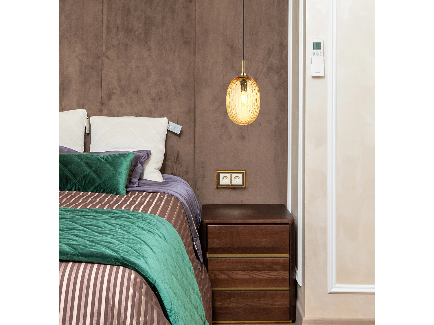 Lámpara colgante metal dorado mate, 1x E14