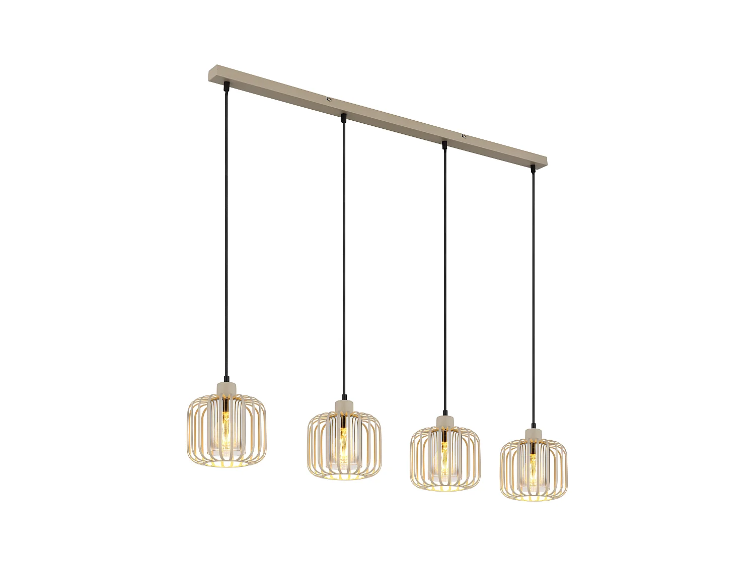 Hanglamp metaal zandkleurig dof, 4x E27