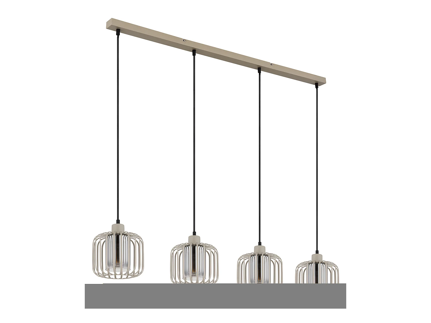 Hanglamp metaal zandkleurig dof, 4x E27