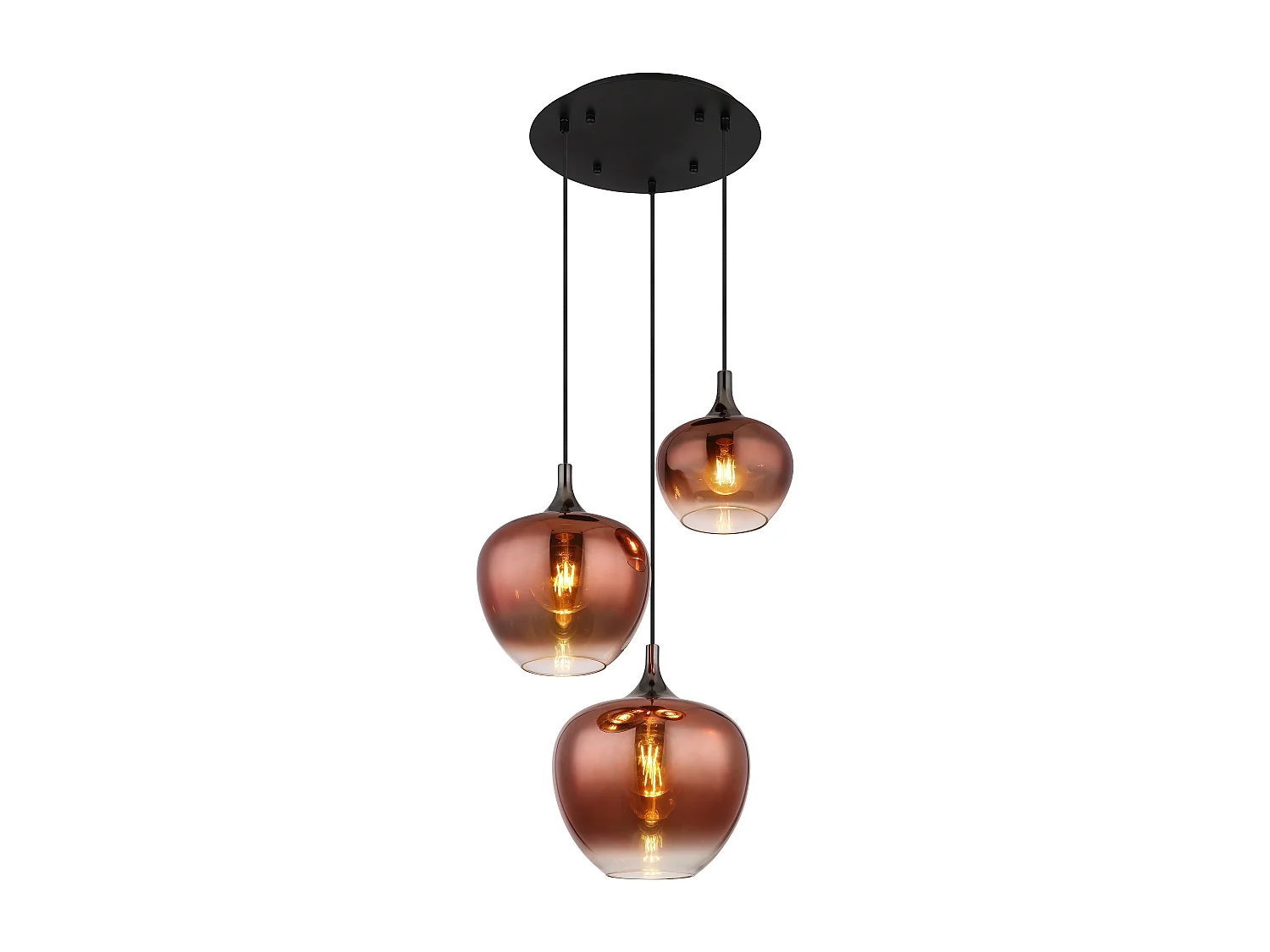 Suspension métal noir mat, 3x E27