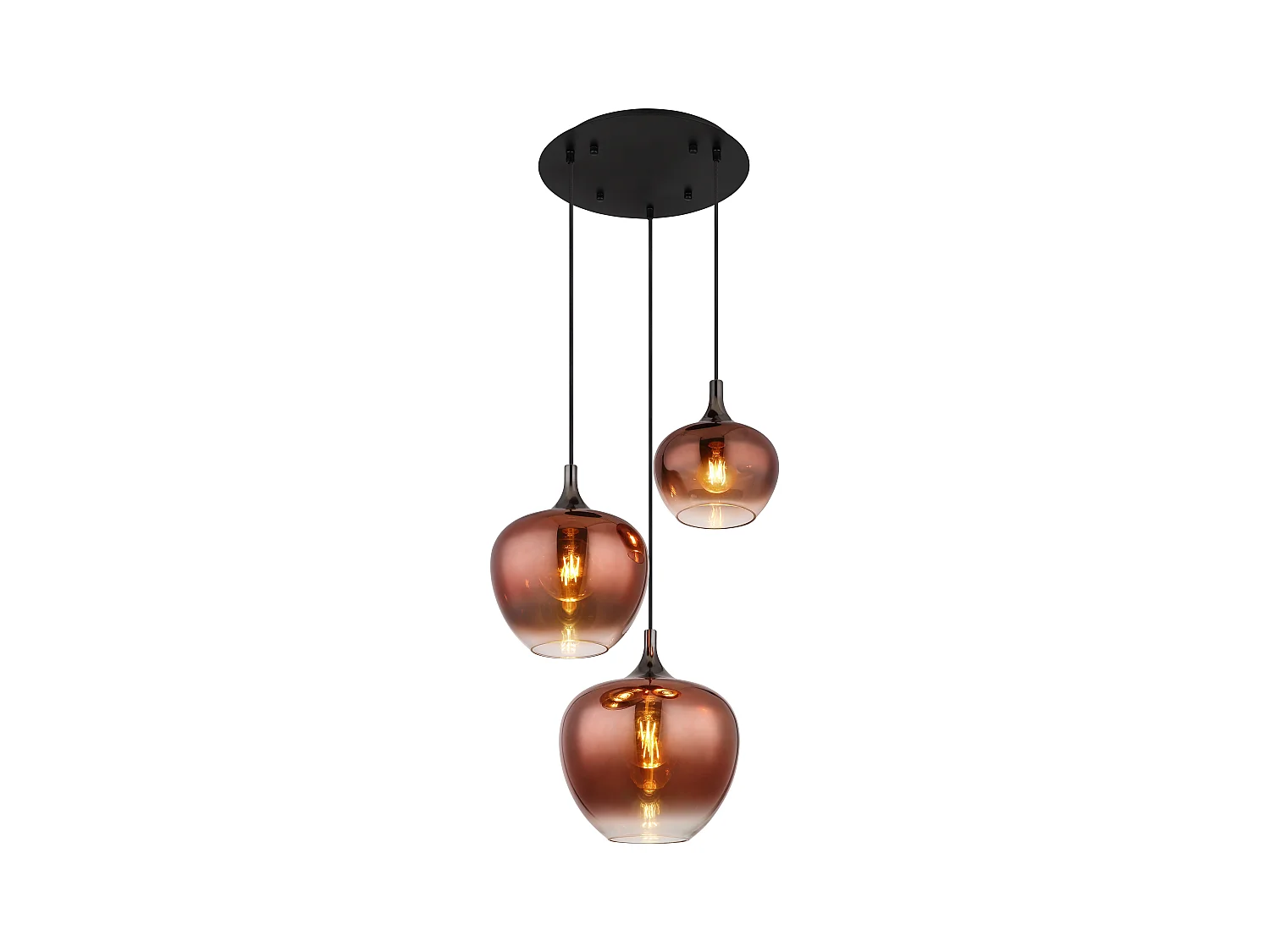 Suspension métal noir mat, 3x E27