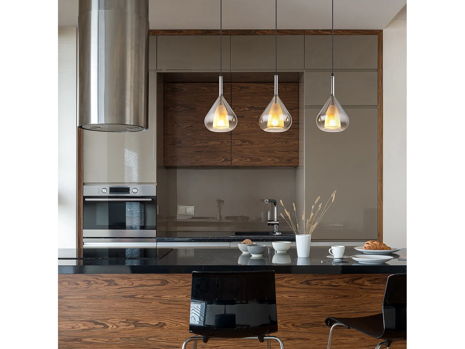 Hängeleuchte Metall schwarz matt, 3x E27