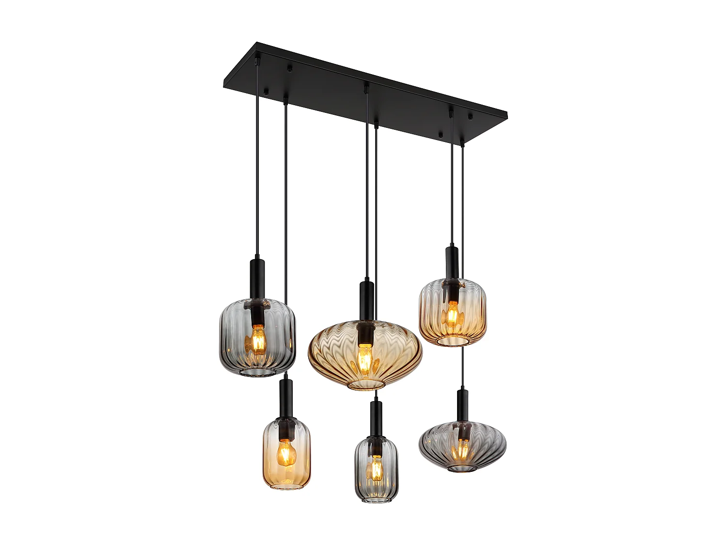 Hängeleuchte Metall schwarz matt, 6x E27