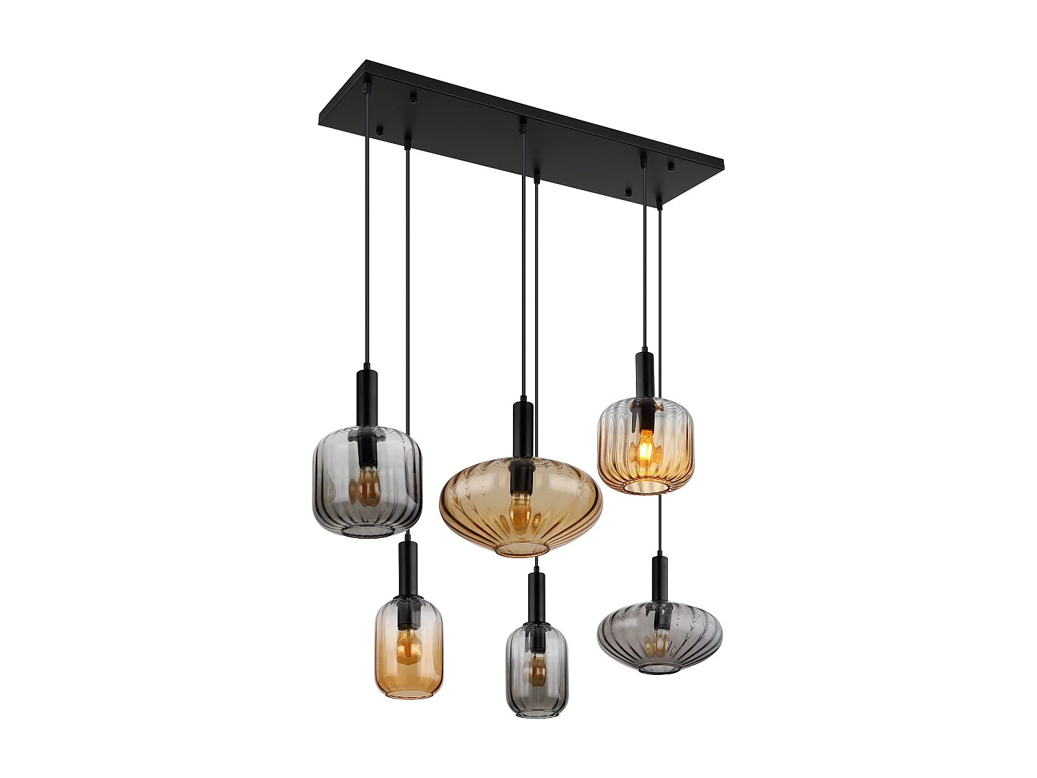 Hängeleuchte Metall schwarz matt, 6x E27