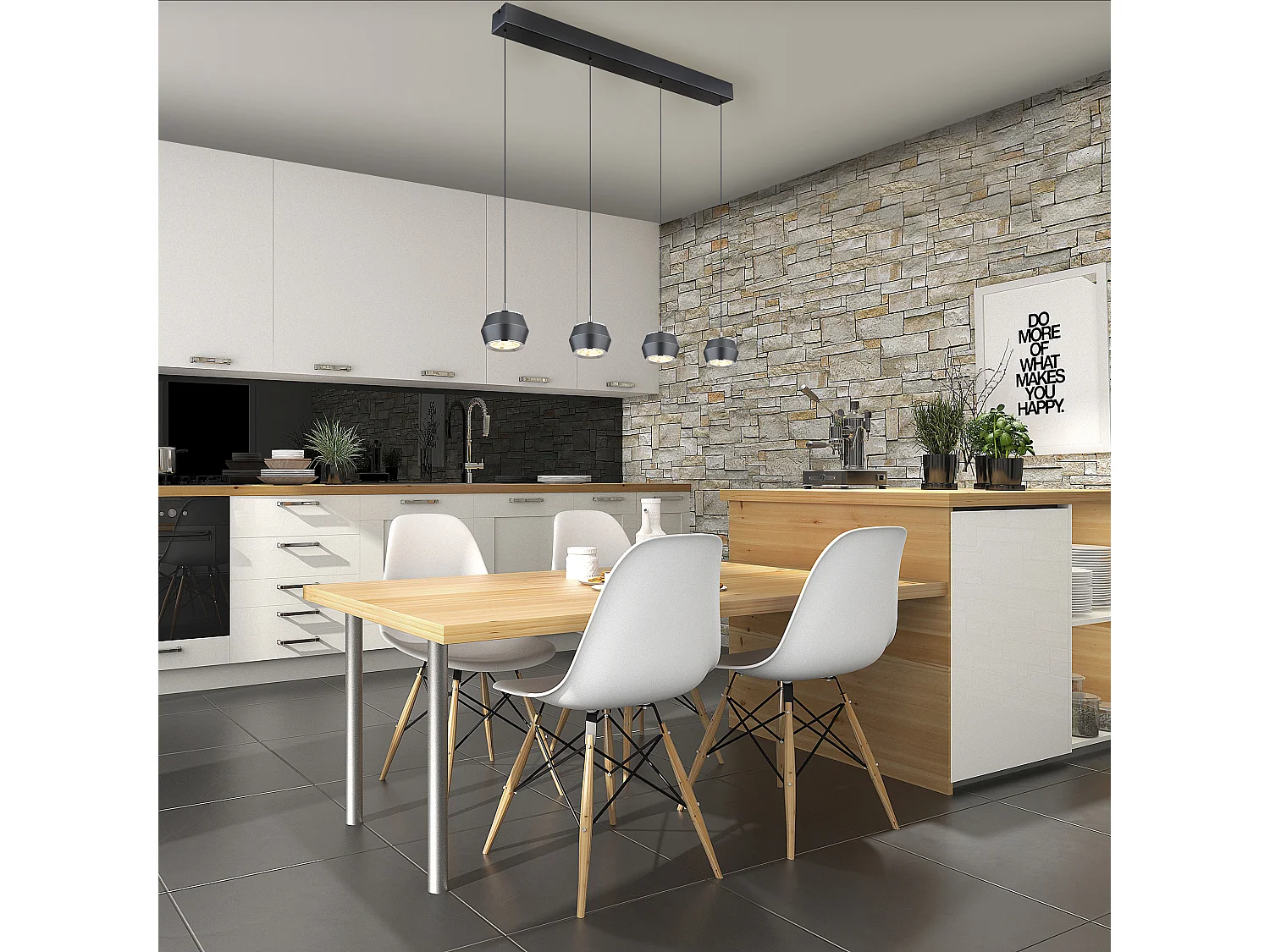 Hängeleuchte Metall grau matt, LED