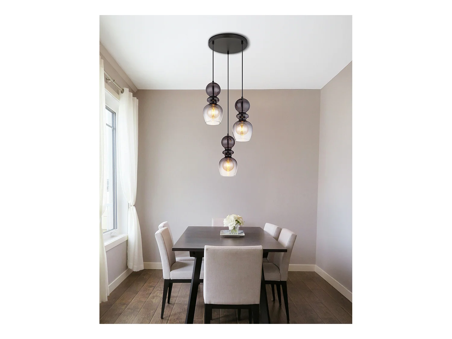 Suspension métal noir mat, 3x E27