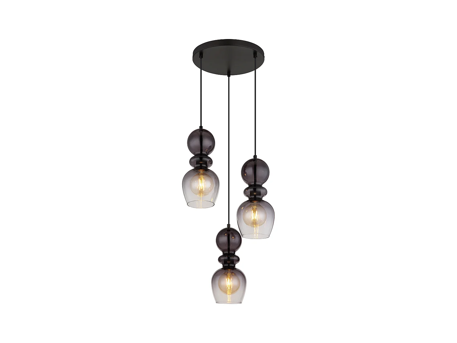 Suspension métal noir mat, 3x E27