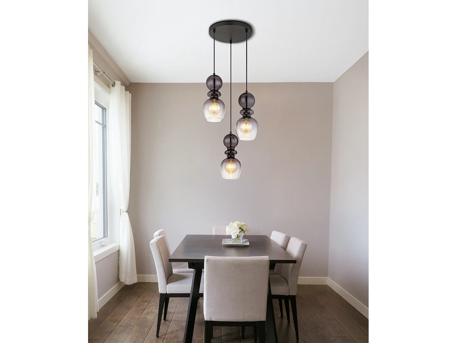 Luce a sospensione metallo nero satinato, 3x E27