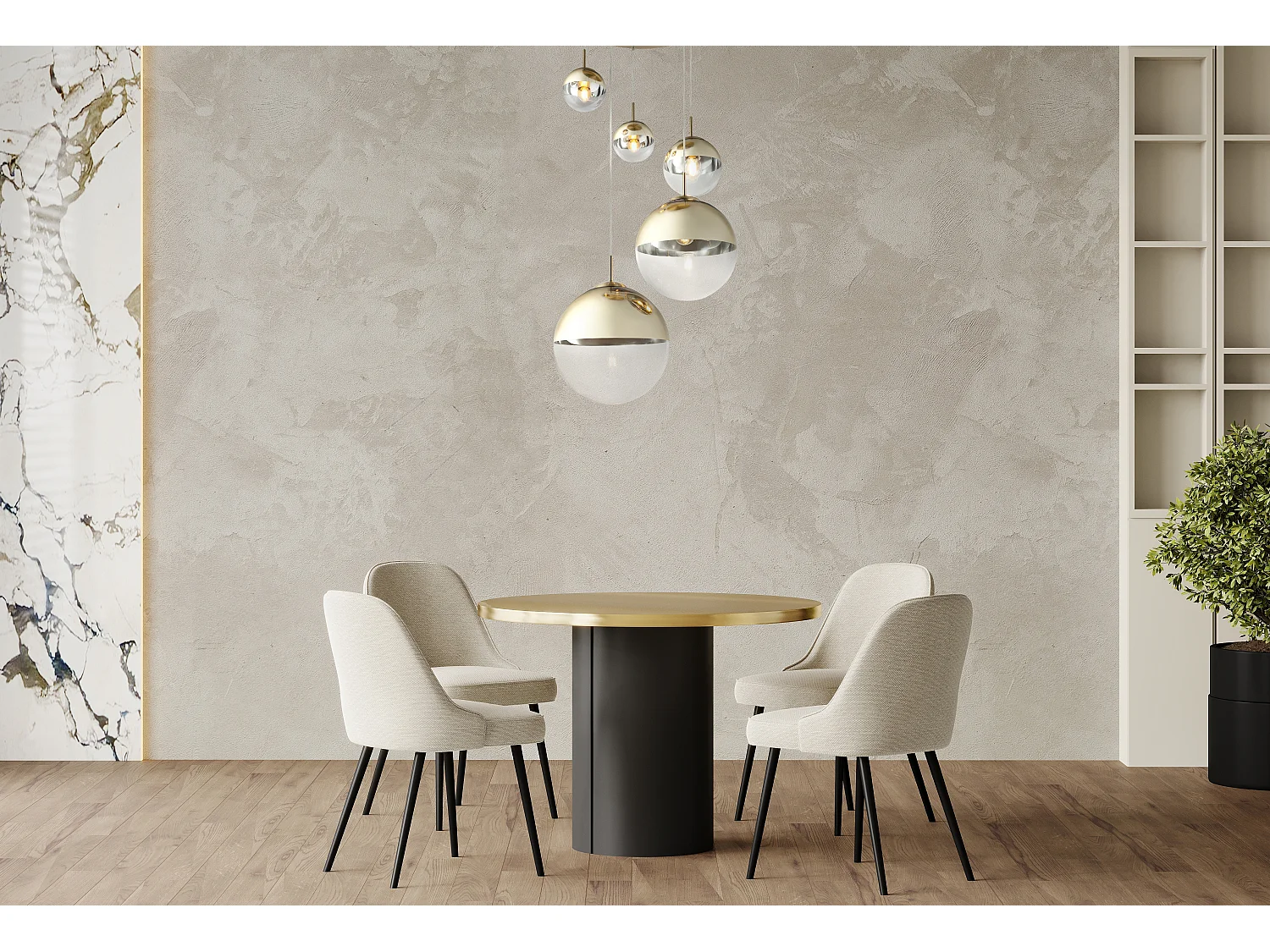 Suspension métal couleur or, 3x E27