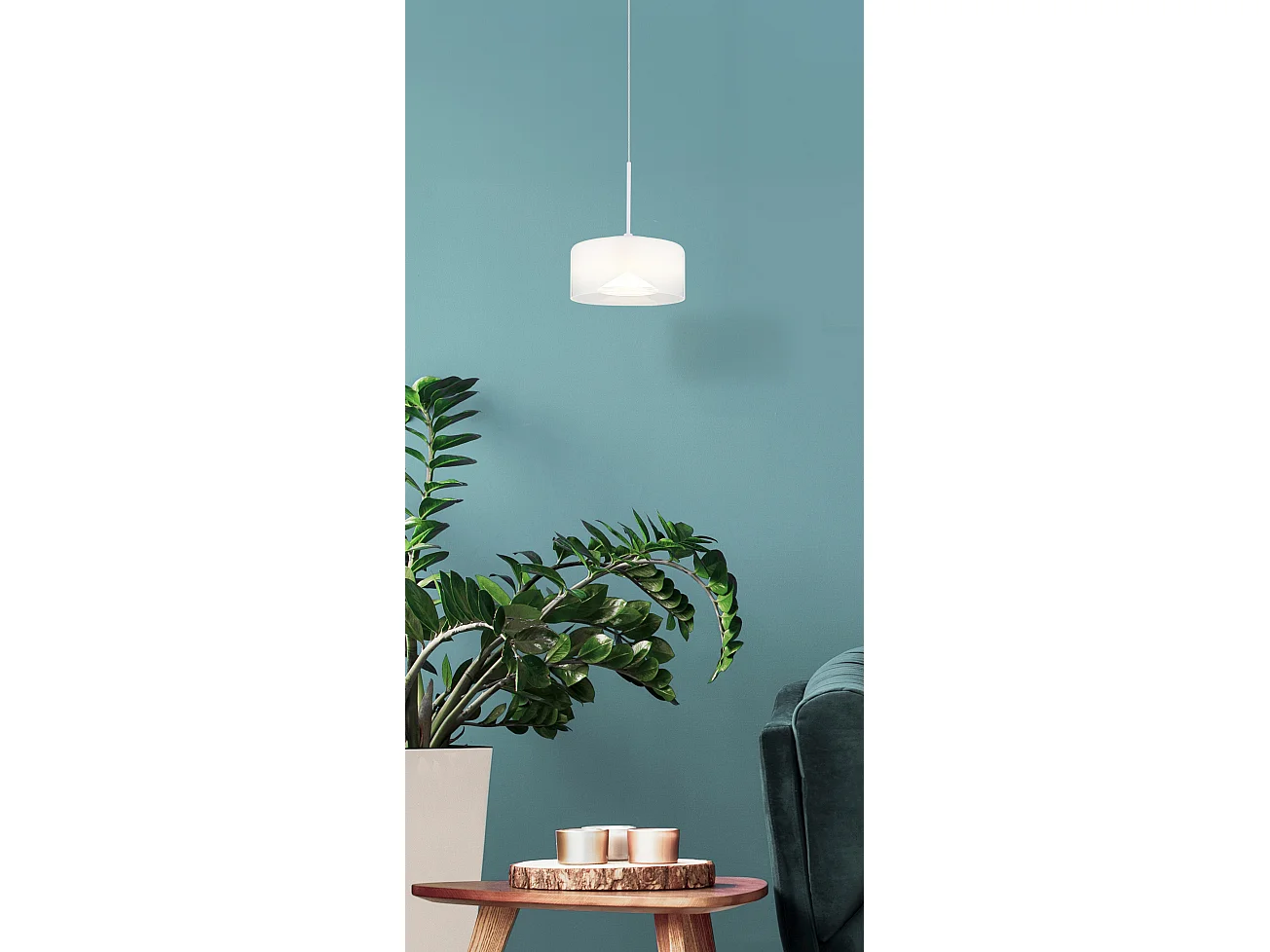 Lámpara colgante metal blanco mate, LED