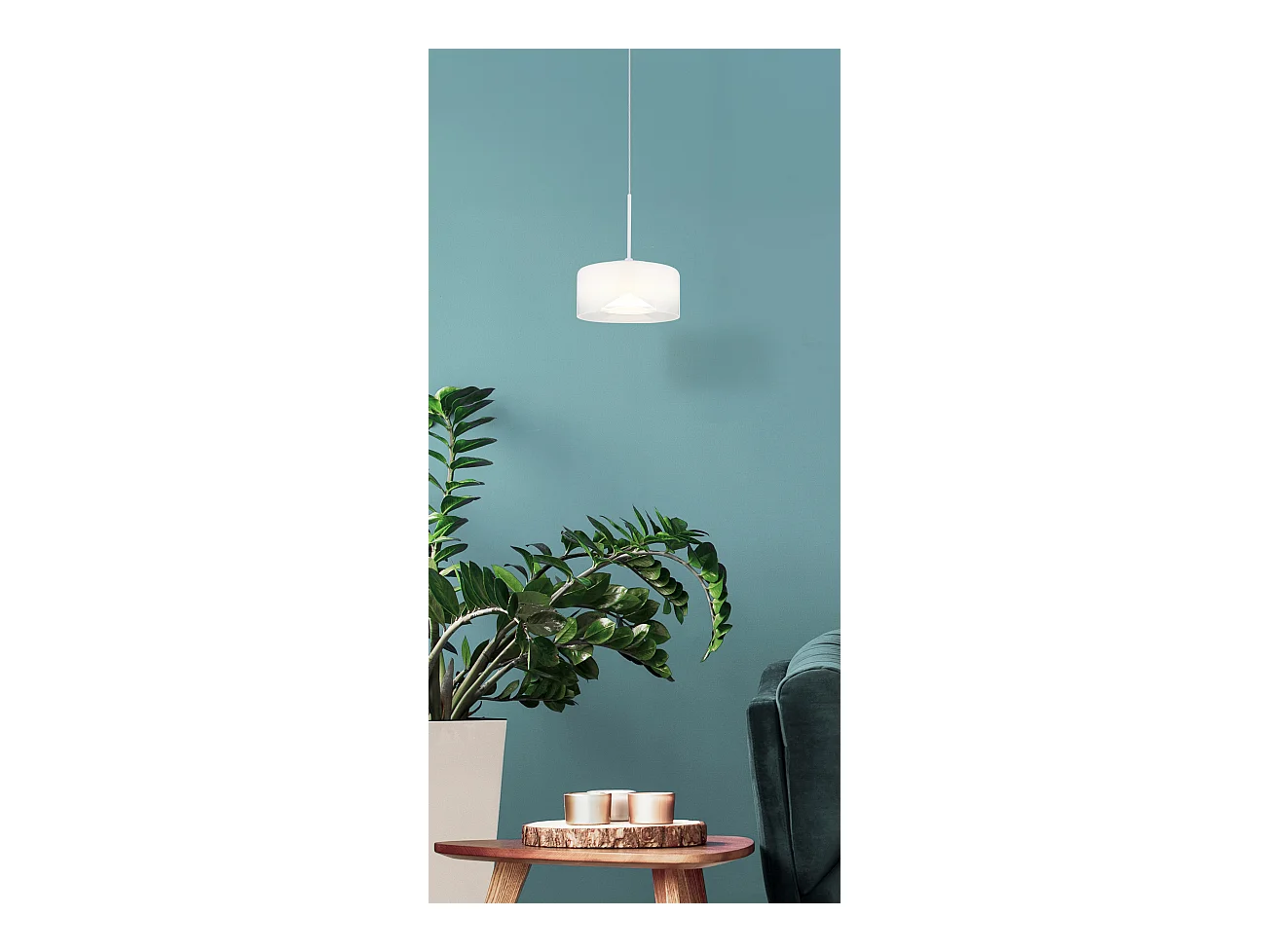 Suspension métal blanc mat, LED