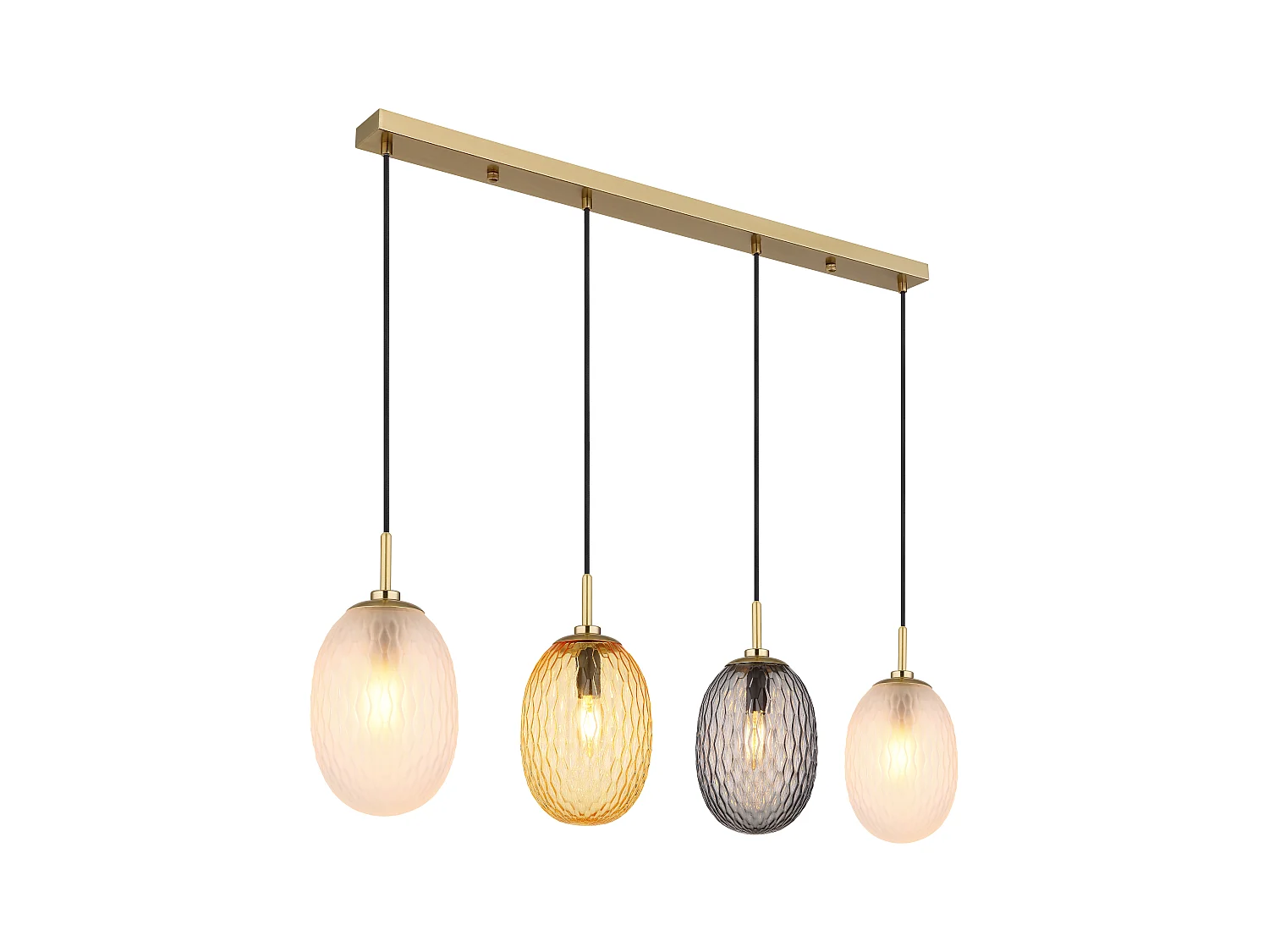 Suspension métal couleur or mat, 4x E14