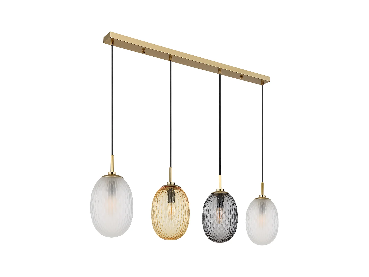 Suspension métal couleur or mat, 4x E14