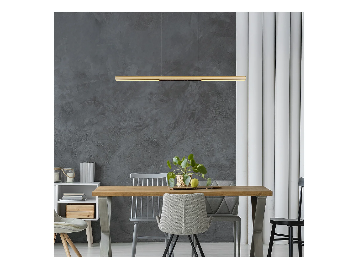 Suspension métal couleur or mat, LED