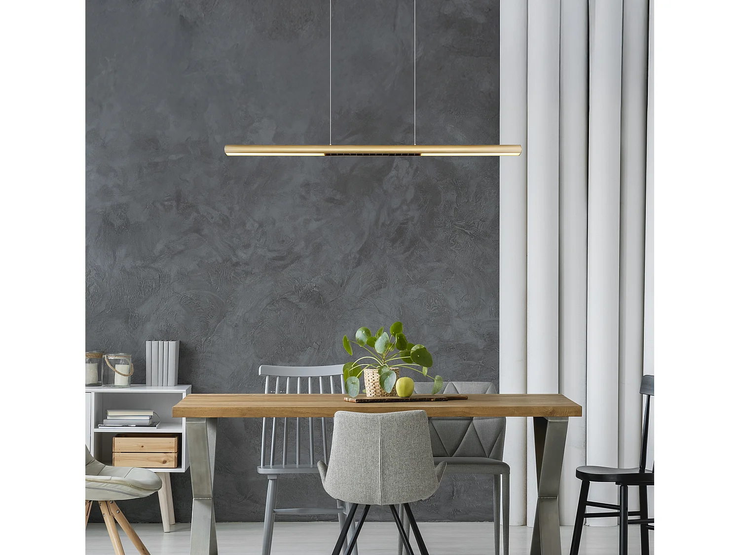 Suspension métal couleur or mat, LED