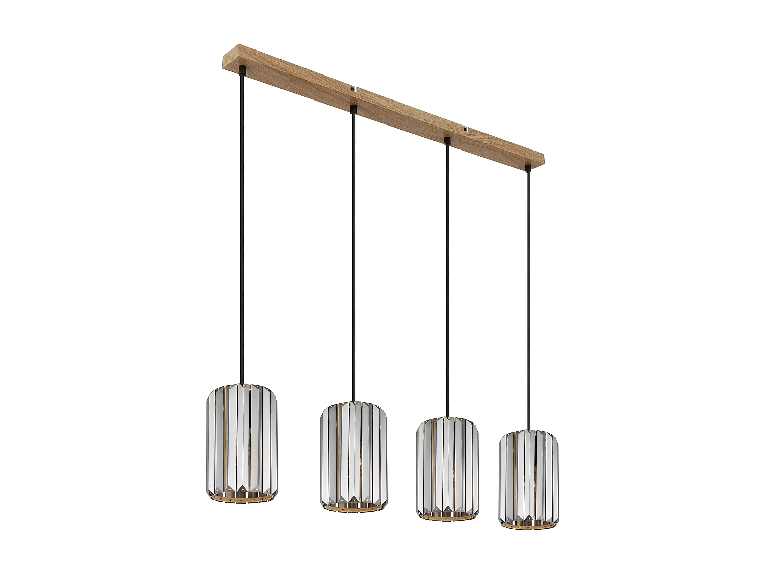 Suspension métal décor bois, 4x E27