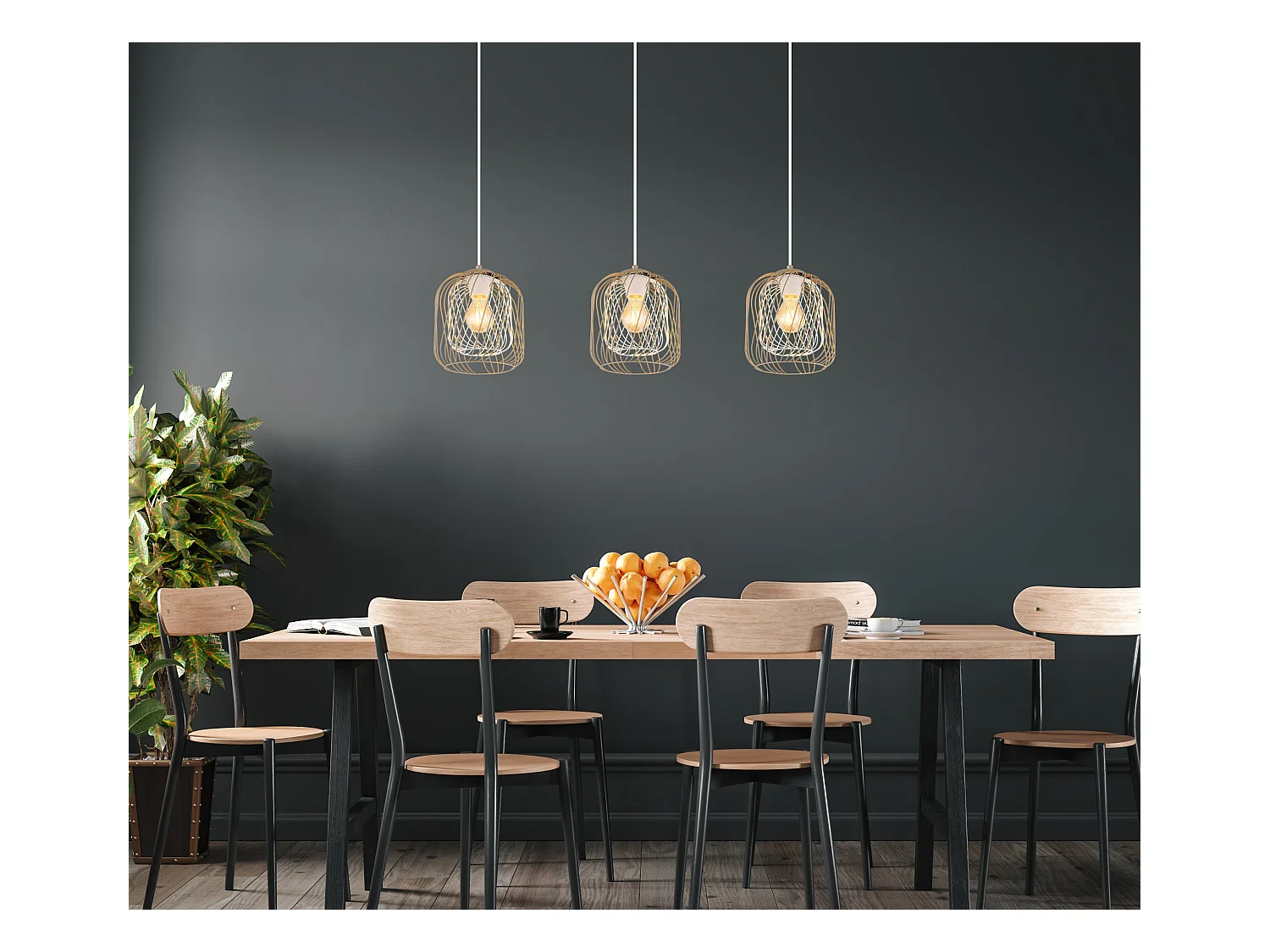 Suspension métal couleur sable mat, 3x E27