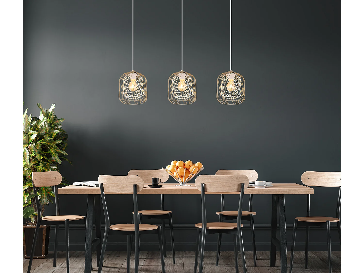 Hängeleuchte Metall sandfarben matt, 3x E27