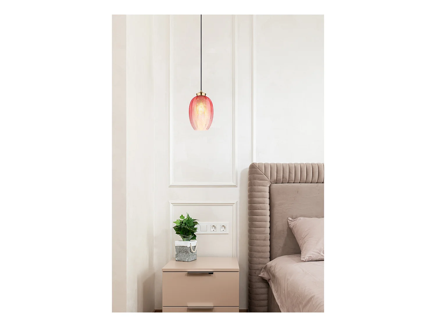 Suspension métal couleur or mat, 1x E27