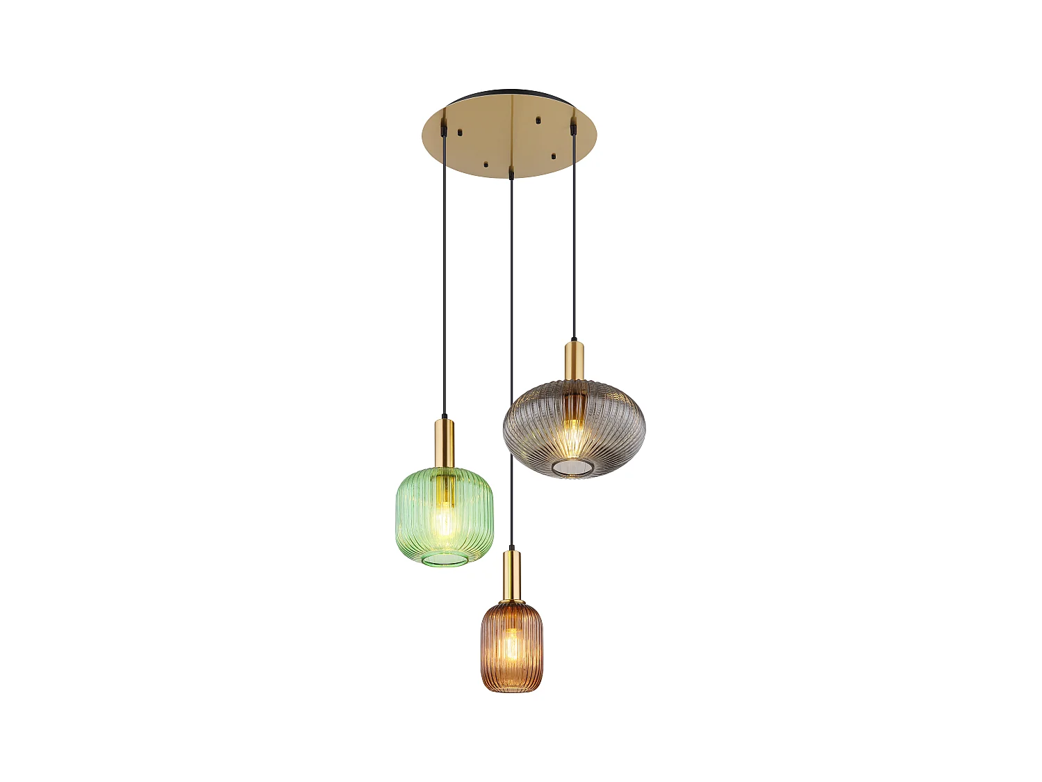 Suspension métal couleur laiton, 3x E27