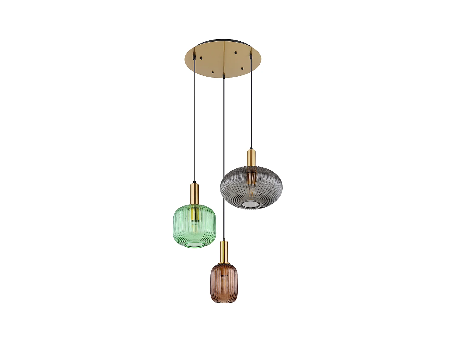 Suspension métal couleur laiton, 3x E27
