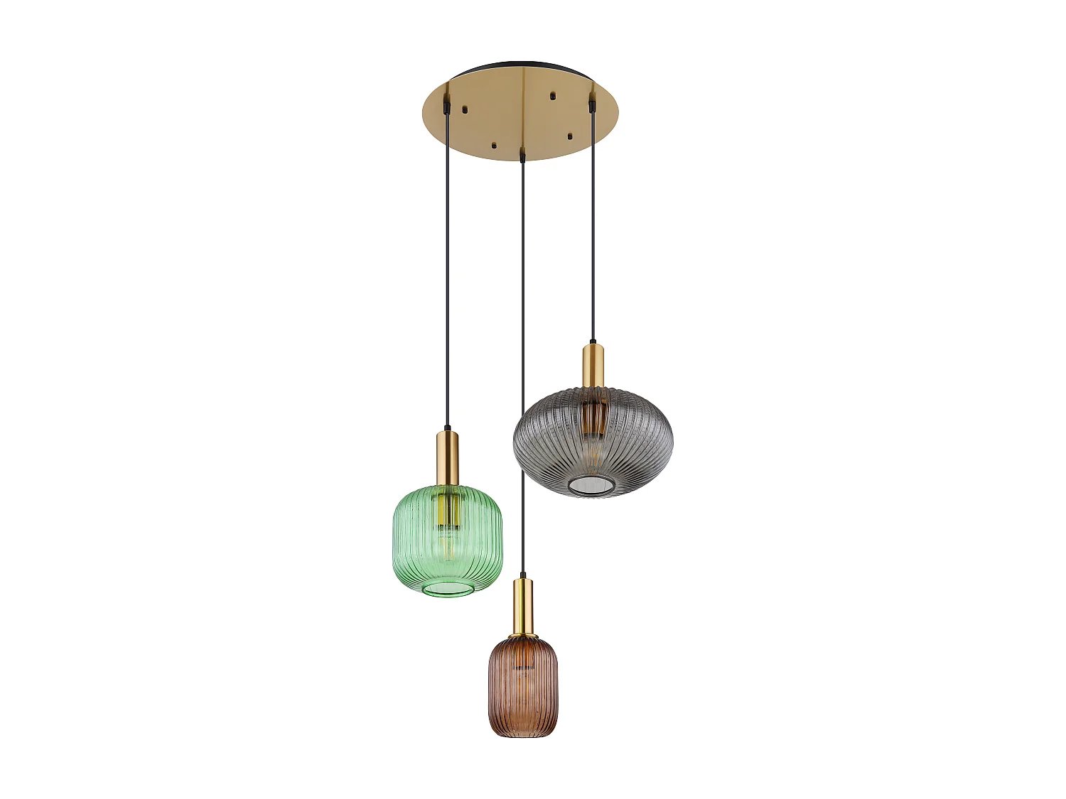 Suspension métal couleur laiton, 3x E27