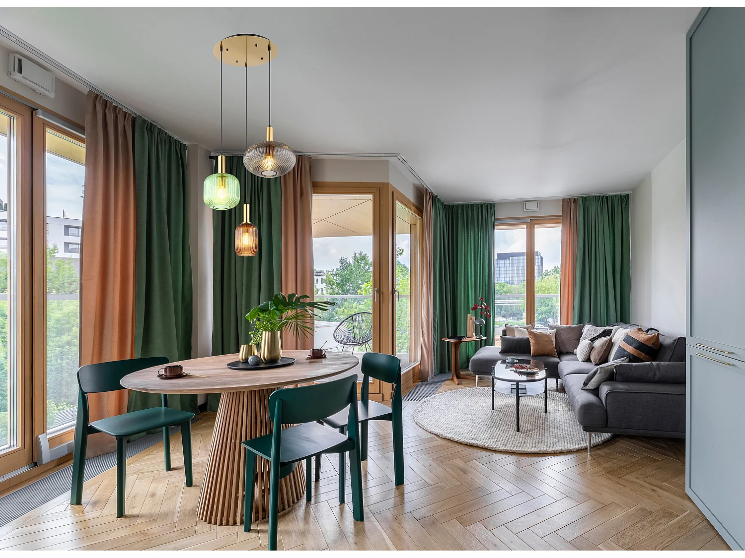 Suspension métal couleur laiton, 3x E27