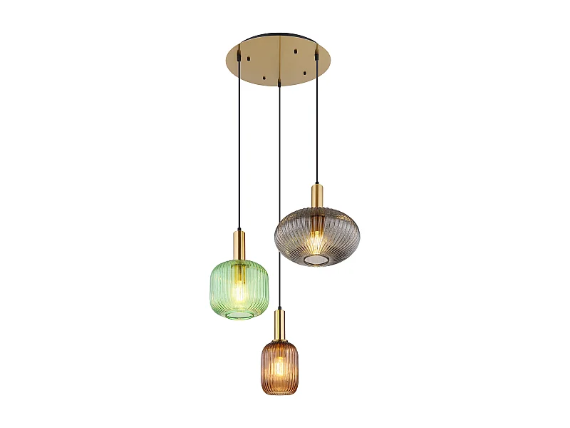 Suspension métal couleur laiton, 3x E27