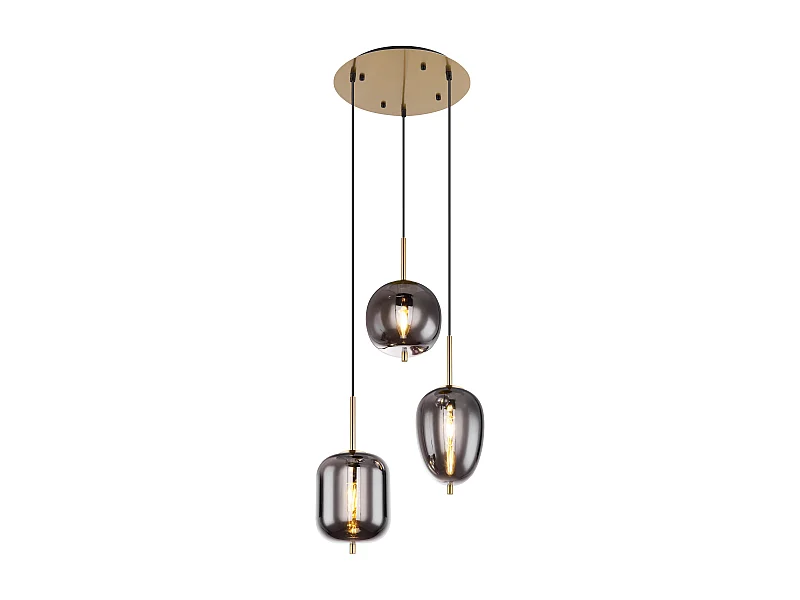 Suspension métal couleur laiton, 3x E14