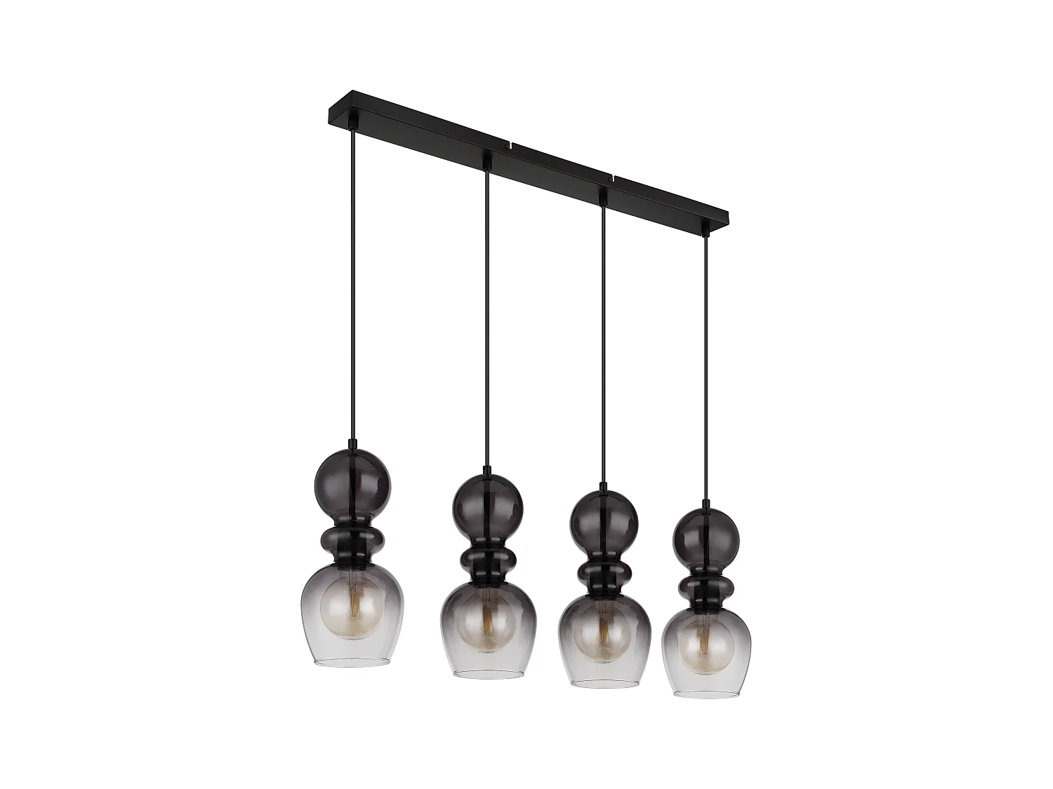 Suspension métal noir mat, 4x E27