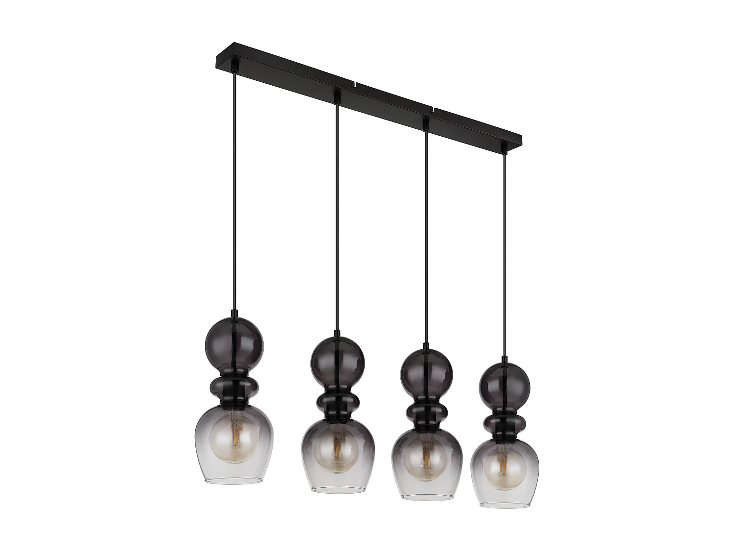 Lámpara colgante metal negro mate, 4x E27