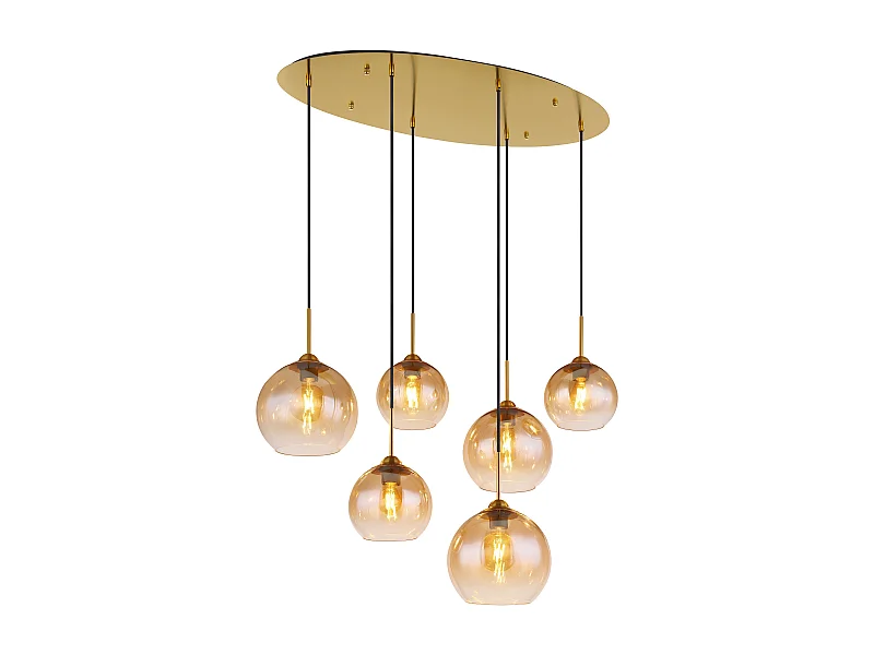 Suspension métal couleur laiton mat, 6x E27