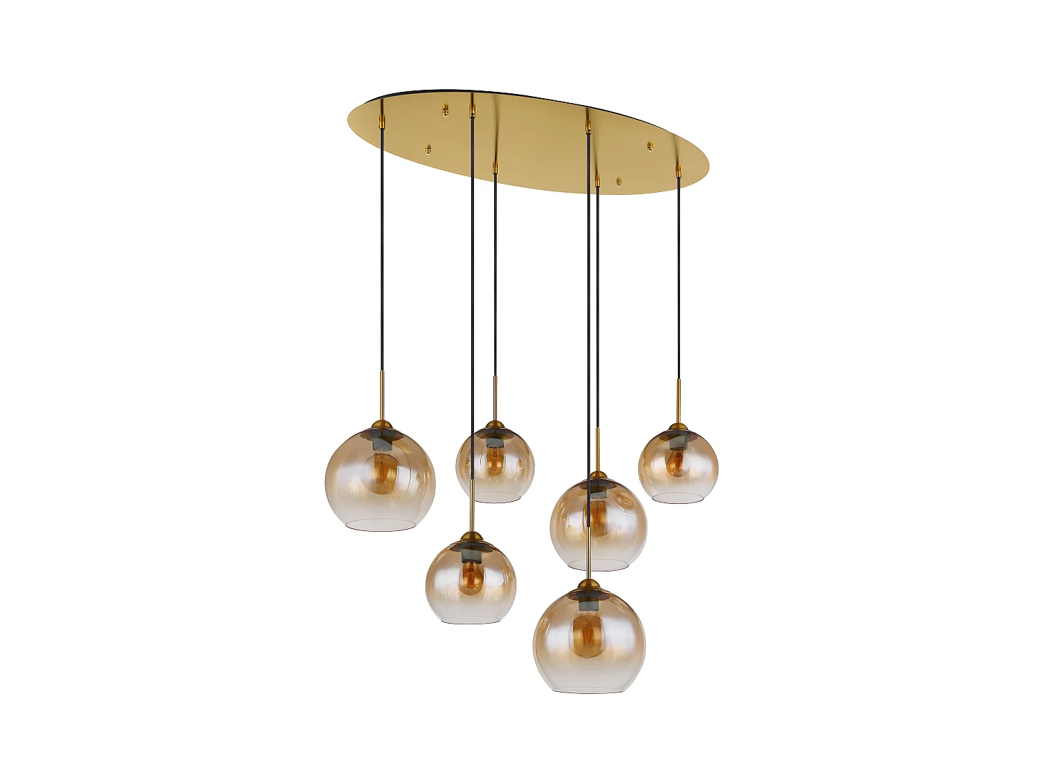 Suspension métal couleur laiton mat, 6x E27