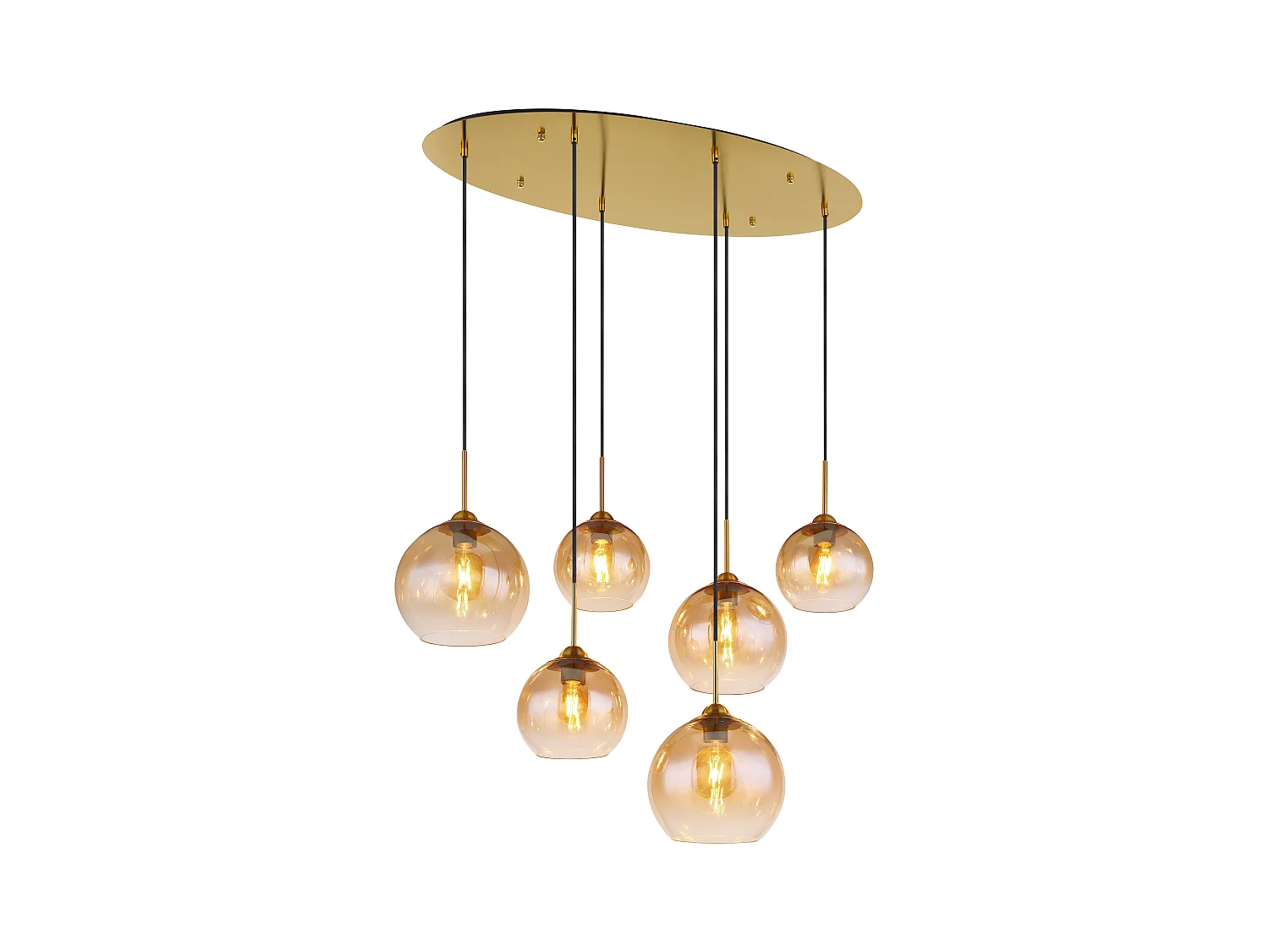 Suspension métal couleur laiton mat, 6x E27