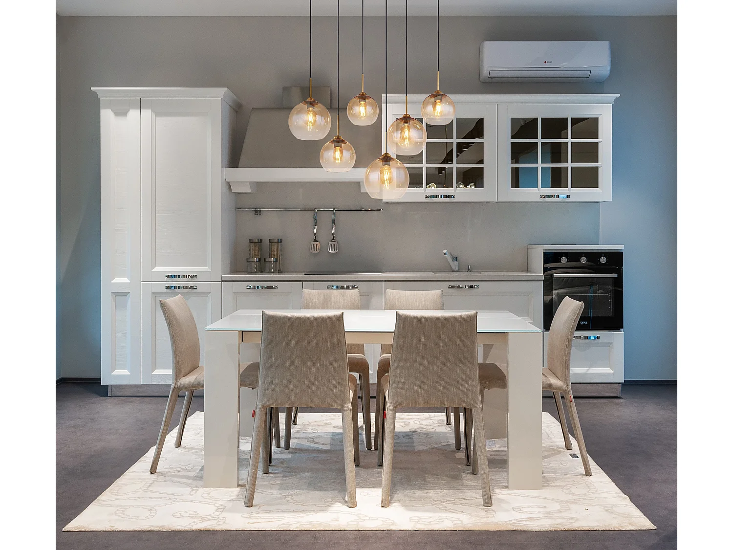 Luce a sospensione metallo color ottone satinato, 6x E27