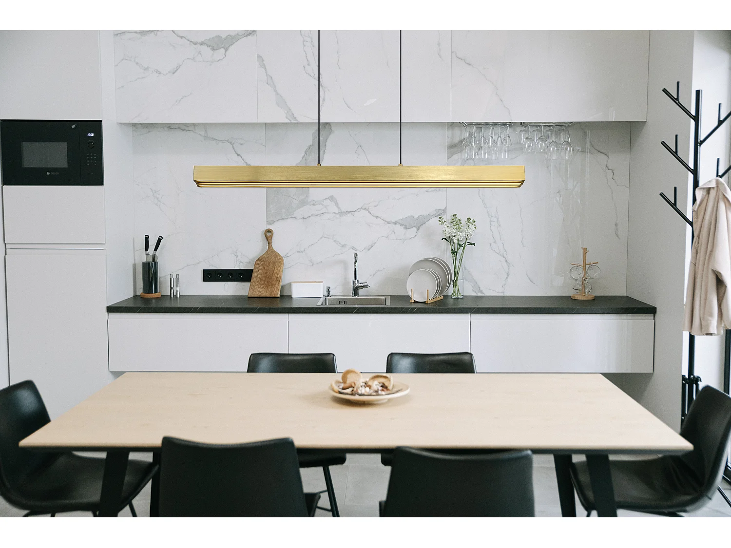 Lámpara colgante aluminio cepillado de color latón antiguo, LED