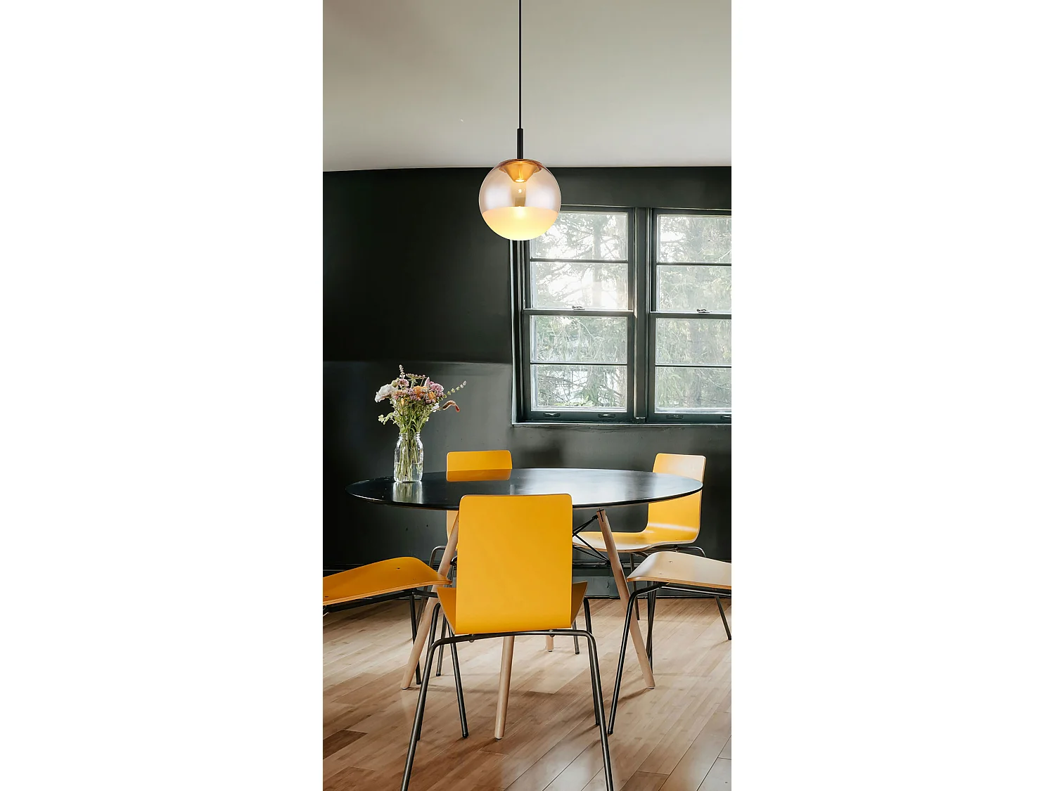 Suspension métal noir mat, LED