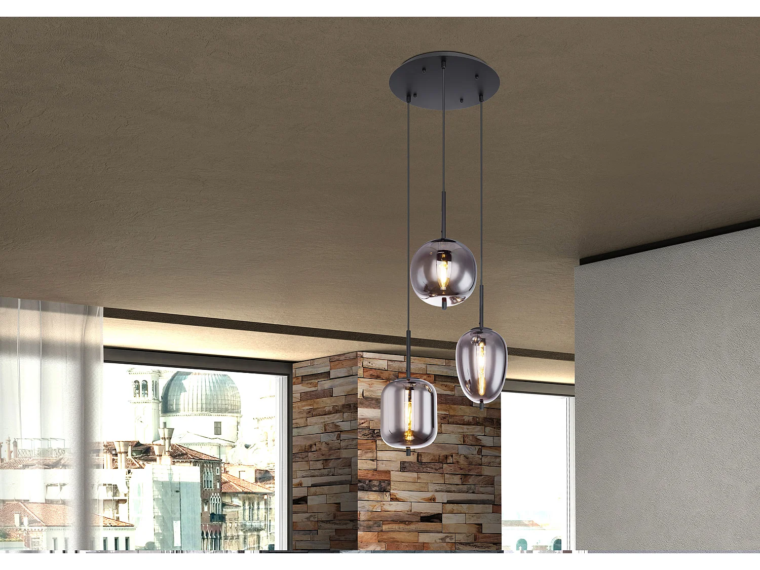 Hängeleuchte Metall schwarz, 3x E14