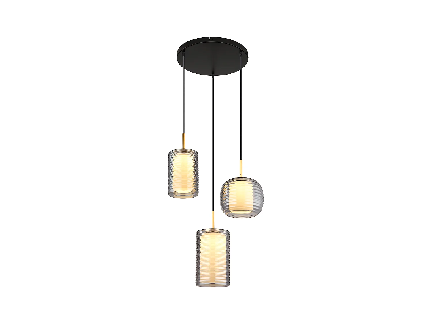 Suspension métal noir mat, LED