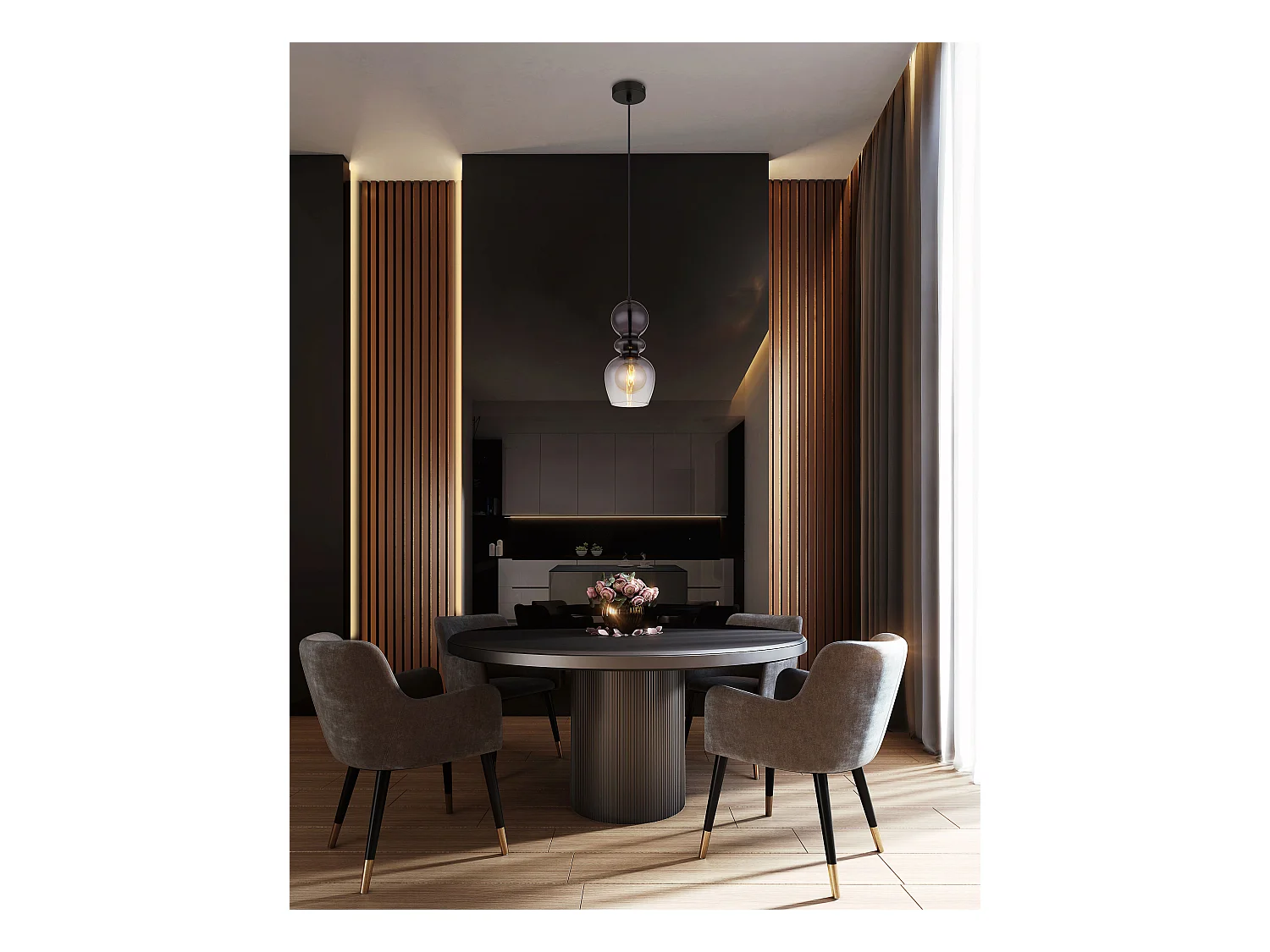 Suspension métal noir mat, 1x E27