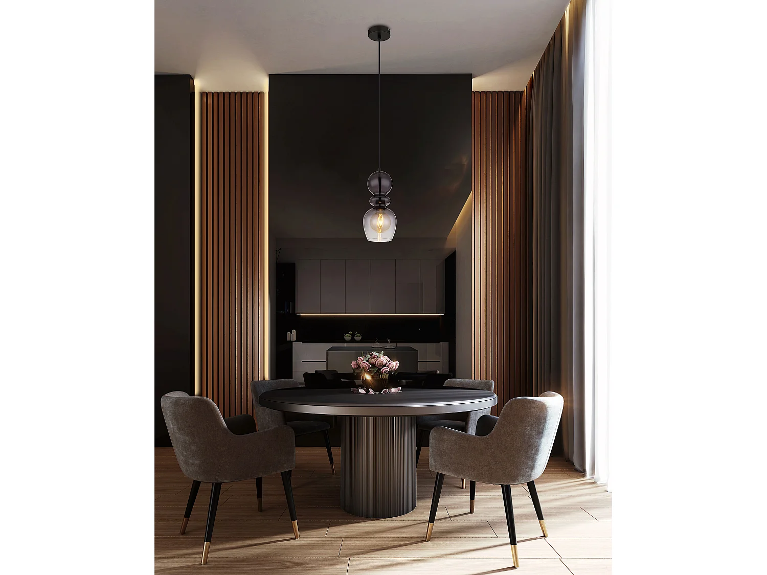 Suspension métal noir mat, 1x E27