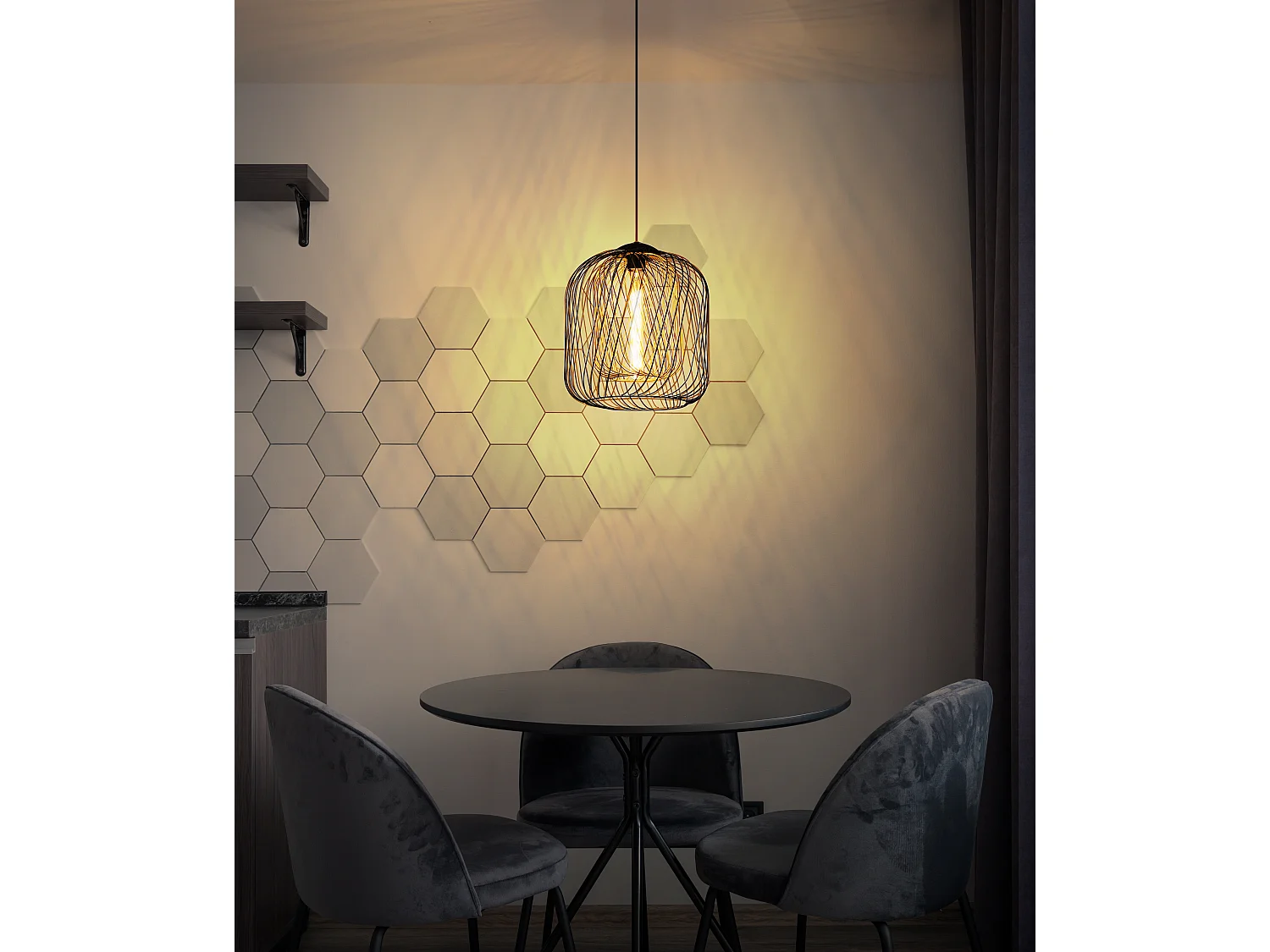 Suspension métal noir mat, 1x E27